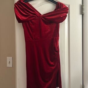 NWT! Red velvet mini dress, can be worn on or off the shoulders